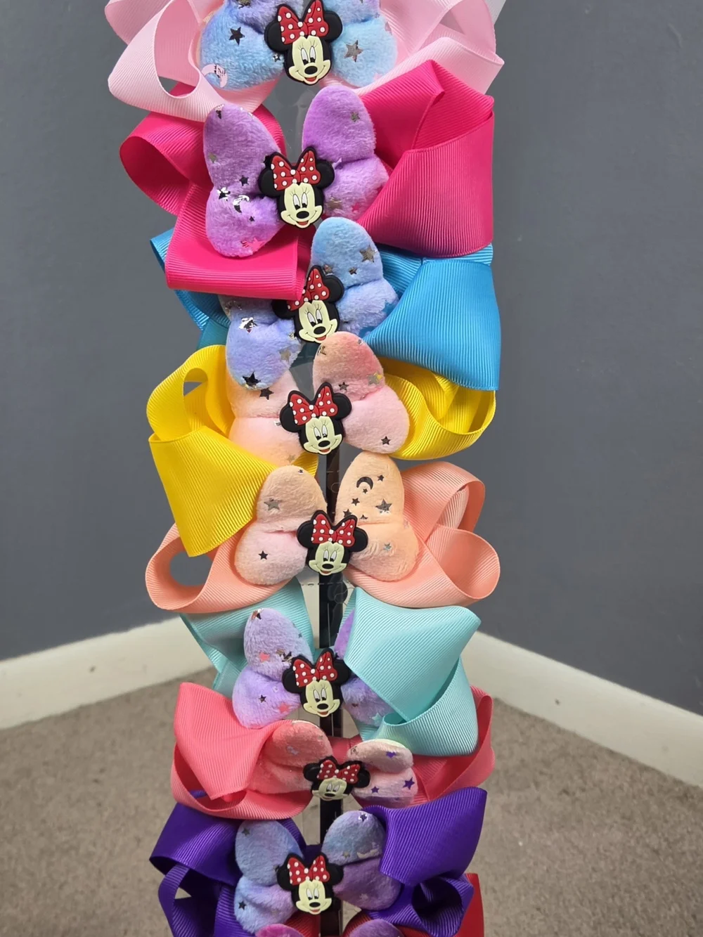 Minnie Mouse Plush Bow Hair Clip - Assorted Pastel Colors